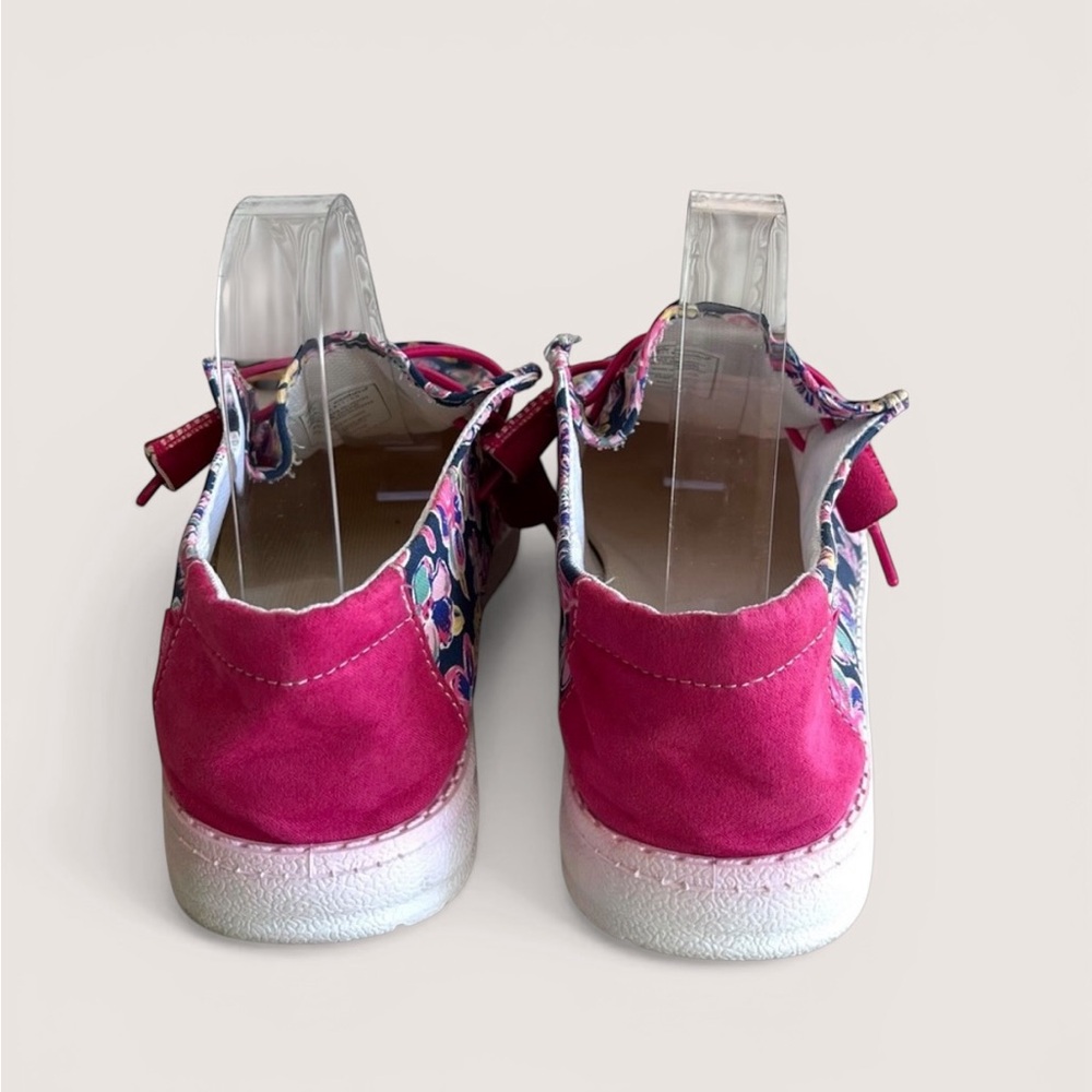Simply Southern Navy Floral Slip-On Shoes with Pink Trim - Picture 11 of 16
